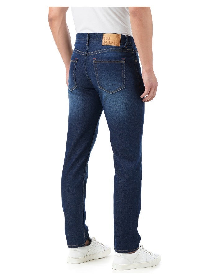 inkd جينز رجالي عادي - متوسط الارتفاع | مزيج القطن | قماش قابل للتمدد | تصميم كلاسيك 5 بوكت - Image 3